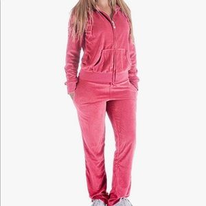 Pink velvet track suit
